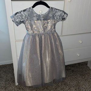 Sweet Kids USA holiday tulle dress. toddler, silver/gray, blush